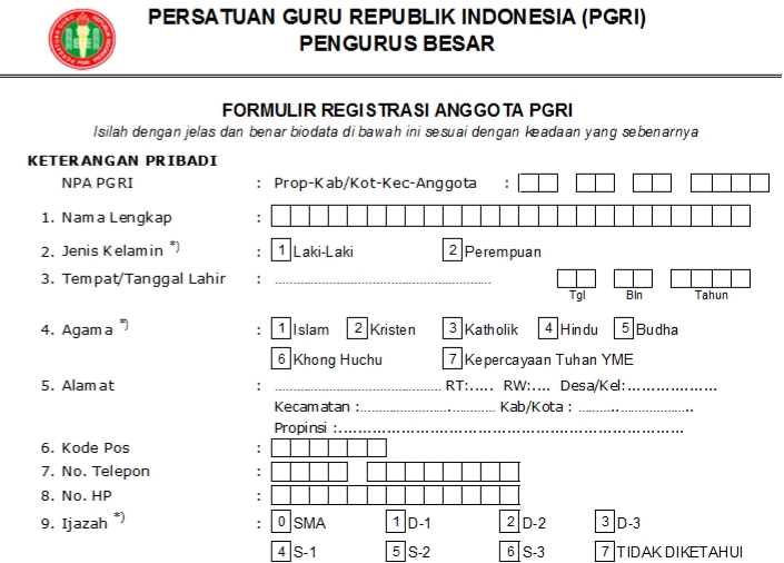 Pendaftaran PGRI Agam - Persatuan Guru Republik Indonesia Cabang Agam